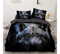 NEWAT Parure de lit 3D avec motif de loup, tendance, fantaisiste, housse de couette respirante avec fermeture éclair pour enfants (G, 220 x 240 cm)