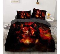 NEWAT Parure de lit 3D avec motif de loup, tendance, fantaisiste, housse de couette respirante avec fermeture éclair pour enfants (C, 220 x 240 cm)