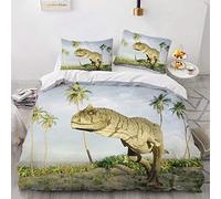 NEWAT Parure de lit 3D pour enfants, avec housse de couette et taie d'oreiller, pour garçons et filles, motif dinosaures, parc de dinosaures jurassic T-Rex (F, 200 x 200 cm)