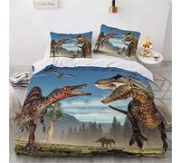 NEWAT Parure de lit 3D pour enfants, avec housse de couette et taie d'oreiller, pour garçons et filles, motif dinosaures, parc de dinosaures, Jurassic T-Rex (G, 220 x 240 cm)