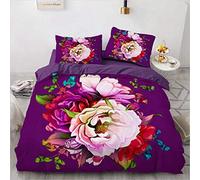 NEWAT Parure de lit bohème avec housse de couette et taies d'oreiller, motif forêt tropicale, feuilles de palmier vertes, oiseaux et fleurs, pour filles, femmes et adultes