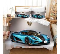 NEWAT Super Racing Passion Housse de Couette et Taie d'Oreiller en Microfibre Douce Confortable Moderne Voiture de Sport Vitesse Couvre-lit Housse de Couette (Motif 2,200x200cm)