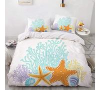 NEWAT Parure de lit avec housse de couette/couette sur le thème nautique de l'océan, bateau, ancre, roue, boussole, lampe phare, corde bouteille, bleu marine et blanc (G, 135 x 200 cm)