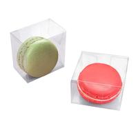 Newbested Lot de 100 boîtes à macarons en plastique transparent pour chocolat, bonbons, biscuits, malt, boules d'emballage cadeau pour Saint-Valentin, fête de mariage, fête prénatale (5,5 x 5,5 x 3,5