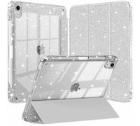 Newbillion Coque pour iPad 11ème Génération 11 Pouces A16 (2025), iPad 10ème Génération 10.9 Pouces (2022), Etui Scintillant avec Porte-Stylet, Housse Transparente Brillante Antichoc, Argent Pailleté