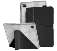 Newbillion Coque pour iPad Pro 11 Pouces 2022/2021/2020/2018 (4e/3e/2e/1re Génération) avec Porte-Stylet, Étui Housse Légère Arrière Transparente Antichoc, 6 en 1 Multiple Angles de Vue, Noir