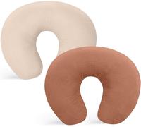 Newborn Baby Pillow Covers Newborn Baby Shower Gifts For Boys Girls 2 Pack Cotton Muslin Soft Nursing Pillow Cover (Brown+Beige)