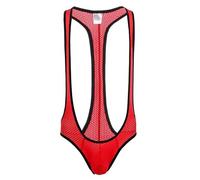 NewBull Borat Mankini pour Homme Sexy Filet Jockstrap Body de fête Respirant Extensible Pyjama Cosplay Lingerie Maillot de Bain Strap en V Sling pour Valentin, Taille Unique