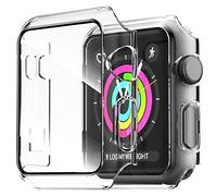 NEW'C 2 Pièces, Coques ＋ Protection Écran pour Apple Watch Series 3/2/1 38mm - HD Clear Case avec Protection en Verre Trempé Intégré pour Apple Watch 38mm Series 1/2/3 - Transparent