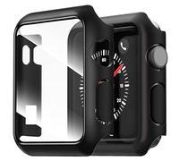 NEW'C 2 Pièces, Coques ＋ Protection Écran pour Apple Watch Series 3/2/1 42mm - HD Clear Case avec Protection en Verre Trempé Intégré pour Apple Watch 42mm Serie 3/2/1 - Noir