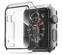 NEW'C 2 Pièces, Coques ＋ Protection Écran pour Apple Watch Series 3/2/1 42mm - HD Clear Case avec Protection en Verre Trempé Intégré pour Apple Watch 42mm Serie 3/2/1 - Transparent