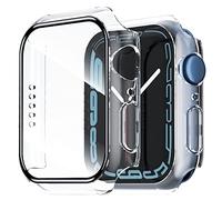 NEW'C 2 Pièces, Coques ＋ Protection Écran pour Apple Watch Series 8/7 41mm - HD Clear Case avec Protection en Verre Trempé Intégré pour Apple Watch 41mm Serie 8/7 - Transparent
