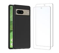 NEW'C Coque pour Google Pixel 7 Silicone Ultra Fine Noir et 2 × Verre trempé pour Google Pixel 7 Film Protection écran
