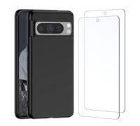 NEW'C Coque pour Google Pixel 8 Pro Silicone Ultra Fine Noir et 2 × Verre trempé pour Google Pixel 8 Pro Film Protection écran