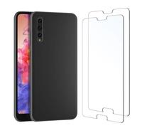 NEW'C Coque pour Huawei P20 Pro Silicone Ultra Fine Noir et 2 × Verre trempé Film Protection écran pour Huawei P20 Pro