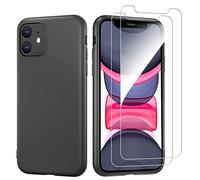 NEW'C Coque pour iPhone 11 Silicone Ultra Fine Noir et 2 × Verre trempé pour iPhone 11 Film Protection écran