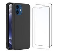NEW'C Coque pour iPhone 12 Mini Silicone Ultra Fine Noir et 2 × Verre trempé pour iPhone 12 Mini Film Protection écran