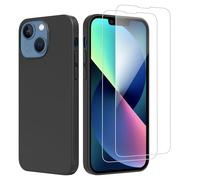 NEW'C Coque pour iPhone 13 (6,1") Silicone Ultra Fine Noir et 2 × Verre trempé pour iPhone 13 (6,1") Film Protection écran