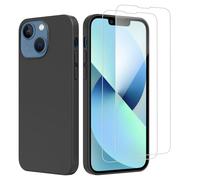 NEW'C Coque pour iPhone 13 Mini (5,4") Silicone Ultra Fine Noir et 2 × Verre trempé pour iPhone 13 Mini (5,4") Film Protection écran