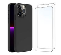 NEW'C Coque pour iPhone 13 Pro (6,1") Silicone Ultra Fine Noir et 2 × Verre trempé pour iPhone 13 Pro (6,1") Film Protection écran