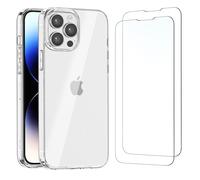 NEW'C Coque pour iPhone 14 Pro (6,1") Ultra Transparente Silicone en Gel TPU Souple et 2 × Verre trempé pour iPhone 14 Pro (6,1") Film Protection écran