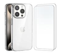 NEW'C Coque pour iPhone 15 Pro Max (6.7") Haute Transparente Silicone en Gel TPU Souple et 2 × Verre trempé Film Protection écran pour iPhone 15 Pro Max (6.7")- Résistance aux Rayures