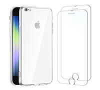 NEW'C Coque pour iPhone SE 2020, iPhone SE 2022 Haute Transparente Silicone en Gel TPU Souple et 2 × Verre trempé Film Protection écran pour iPhone SE 2020, iPhone SE 2022 - Résistance aux Rayures