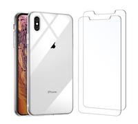 NEW'C Coque pour iPhone XS Max Ultra Transparente Silicone en Gel TPU Souple et 2 × Verre trempé Film Protection écran pour iPhone XS Max