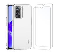 NEW'C Coque pour Oppo A57 4G /Oppo A57s Ultra Transparente Silicone en Gel TPU Souple et 2 × Verre trempé pour Oppo A57 4G/ A57s Film Protection écran
