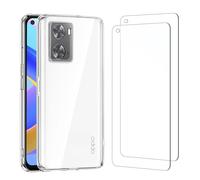 NEW'C Coque pour Oppo A76,Oppo A96 4G,Oppo A36 Haute Transparente Silicone en Gel TPU Souple et 2 × Verre trempé Film Protection écran pour Oppo A76,Oppo A96 4G,Oppo A36