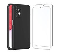 NEW'C Coque pour Samsung Galaxy A13 4G Silicone Ultra Fine Noir et 2 × Verre trempé pour Samsung Galaxy A13 4G Film Protection écran