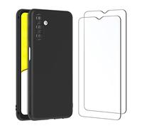 NEW'C Coque pour Samsung Galaxy A13 5G, A04s, Silicone Ultra Fine Noir et 2 × Verre trempé pour Samsung Galaxy A13 5G, A04s Film Protection écran