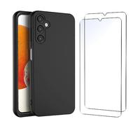 NEW'C Coque pour Samsung Galaxy A14 5G/4G Silicone Ultra Fine Noir et 2 × Verre trempé pour Samsung Galaxy A14 5G/4G Film Protection écran
