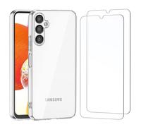 NEW'C Coque pour Samsung Galaxy A14 5G/4G Ultra Transparente Silicone en Gel TPU Souple et 2 × Verre trempé pour Samsung Galaxy A14 5G/4G Film Protection écran