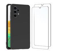 NEW'C Coque pour Samsung Galaxy A33 5G Silicone Ultra Fine Noir et 2 × Verre trempé pour Samsung Galaxy A33 5G Film Protection écran