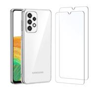 NEW'C Coque pour Samsung Galaxy A33 5G Ultra Transparente Silicone en Gel TPU Souple et 2 × Verre trempé pour Samsung Galaxy A33 5G Film Protection écran