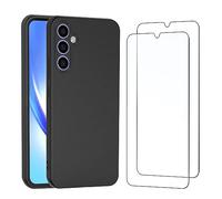 NEW'C Coque pour Samsung Galaxy A34 5G Silicone Ultra Fine Noir et 2 × Verre trempé pour Samsung Galaxy A34 5G Film Protection écran