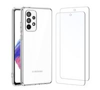 NEW'C Coque pour Samsung Galaxy A53 5G Haute Transparente Silicone en Gel TPU Souple et 2 × Verre trempé Film Protection écran pour Samsung Galaxy A53 5G