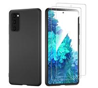 NEW'C Coque pour Samsung Galaxy S20 FE Silicone Ultra Fine Noir et 2 × Verre trempé pour Samsung Galaxy S20 FE Film Protection écran