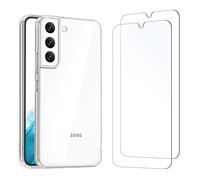 NEW'C Coque pour Samsung Galaxy S22 5G Haute Transparente Silicone en Gel TPU Souple et 2 × Verre trempé Film Protection écran pour Samsung Galaxy S22 5G