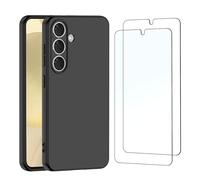 NEW'C Coque pour Samsung Galaxy S24 5G Silicone Ultra Fine Noir et 2 × Verre trempé pour Samsung Galaxy S24 5G Film Protection écran