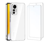 NEW'C Coque pour Xiaomi 12 Lite Ultra Transparente Silicone en Gel TPU Souple et 2 × Verre trempé pour Xiaomi 12 Lite Film Protection écran
