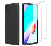 NEW'C Coque pour Xiaomi Redmi 10 Silicone Ultra Fine Noir et 2 × Verre trempé pour Xiaomi Redmi 10 Film Protection écran