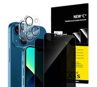 NEW'C Kit de 4, 2 x Verre Trempé Anti-Espion pour iPhone 13 (6,1 Pouces) et 2 x Protection Caméra Arrière - Anti Rayures - Ultra Résistant-HD Transparent-Angle de Confidentialité 28 Degrés Amélioré