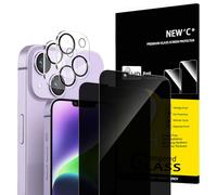 NEW'C Kit de 4, 2 x Verre Trempé Anti-Espion pour iPhone 14 Plus (6,7 Pouces) et 2 x Protection Caméra Arrière - Ultra Résistant - Dureté 9H Glass- Angle de Confidentialité 28 Degrés Amélioré