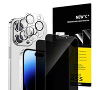NEW'C Kit de 4, 2 x Verre Trempé Anti-Espion pour iPhone 14 Pro (6,1 Pouces) et 2 x Protection Caméra Arrière - Ultra Résistant - Dureté 9H Glass- Angle de Confidentialité 28 Degrés Amélioré