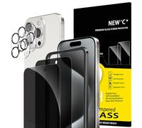 NEW'C Kit de 4, 2 x Verre Trempé Anti-Espion pour iPhone 15 Pro Max (6,7 Pouces) et 2 x Protection Caméra Arrière - Kit Outil d'Installation Facile - Angle de Confidentialité 28 Degrés Amélioré