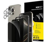 NEW'C Kit de 4, 2 x Verre Trempé Anti-Espion pour iPhone 16 Pro (6,3 Pouces) et 2 x Protection Caméra Arrière - Kit Outil d'Installation Facile -Angle de Confidentialité 28 Degrés Amélioré