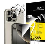 NEW'C Kit de 4, 2 x Verre Trempé pour iPhone 16 Pro (6,3 Pouces) et 2 x Protection Caméra Arrière - Anti Rayures - sans Bulles d'air -Ultra Résistant - Dureté 9H Glass