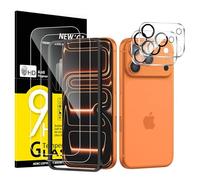 NEW'C Kit de 4, 2 x Verre Trempé pour iPhone 17 Pro (6,3 Pouces) et 2 x Protection Caméra Arrière - Kit Outil d'Installation Facile - Anti Rayures - Ultra Résistant-HD Transparent